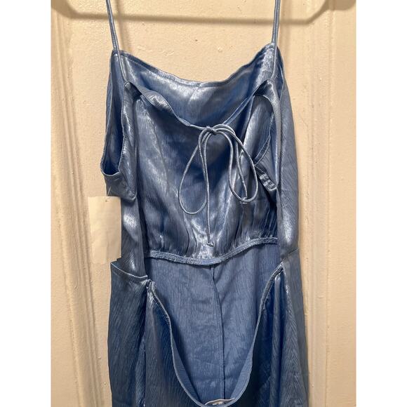 Rahi Bondi Blue Satin Gwen Open Back Romper NWT Size L - Picture 7 of 11